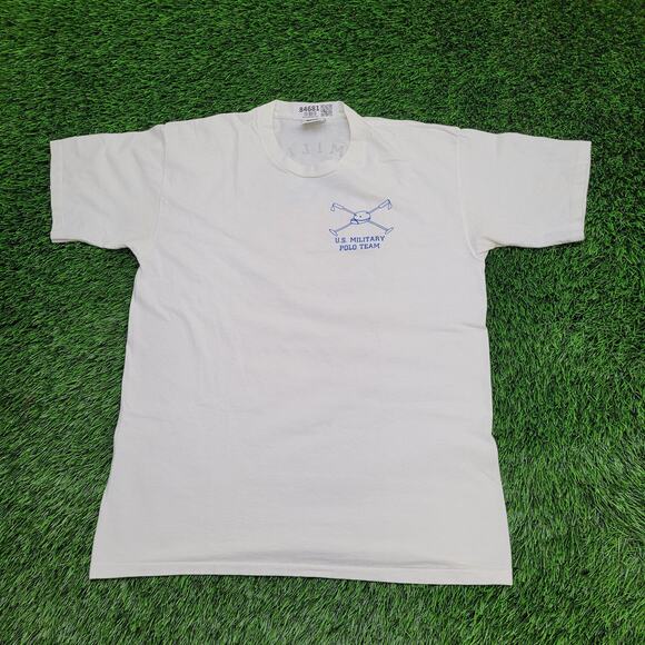 Vintage LEE US-Military Polo Team Shirt Large 21x28 White - Picture 2 of 15